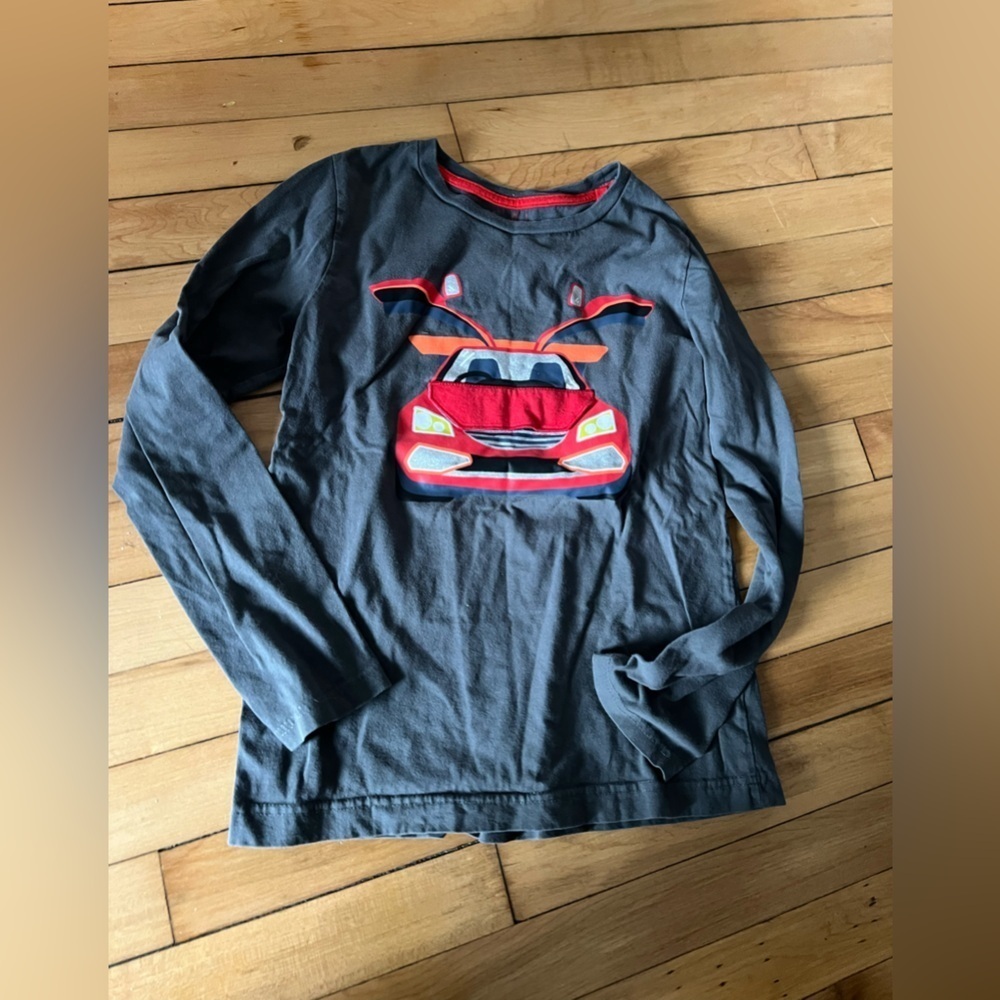 Mini Boden fire truck long sleeve graphic‎ t-shirt youth